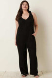 Mittoshop Rib Knit V-Neck Cross Back Jumpsuit - Trendsi - Flyclothing LLC