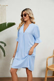 Notched Neck Flounce Sleeve Dress - Trendsi - Flyclothing LLC