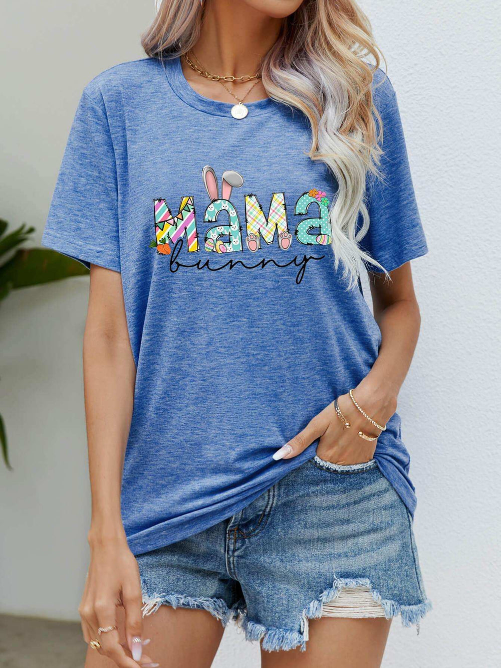 MAMA BUNNY Easter Graphic Tee - Trendsi - Flyclothing LLC