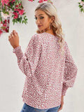Printed V-Neck Lantern Sleeve Blouse - Trendsi - Flyclothing LLC