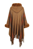 Color Block Fringe Detail Poncho - Trendsi - Flyclothing LLC