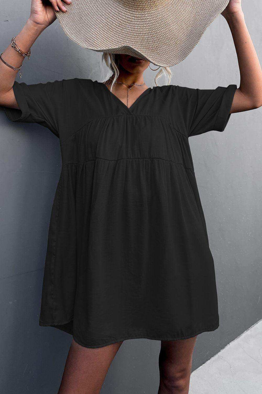 Tie Back Pocket Mini Dress - Trendsi - Flyclothing LLC