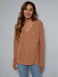 Dropped Shoulder High-Low Waffle-Knit Top - Trendsi - Flyclothing LLC