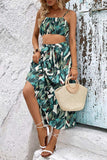 Botanical Print Cami and Tiered Skirt Set - Trendsi - Flyclothing LLC
