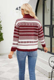 Geometric Turtleneck Long Sleeve Sweater - Trendsi - Flyclothing LLC