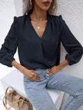 Swiss Dot Frill Trim Puff Sleeve Blouse - Trendsi - Flyclothing LLC