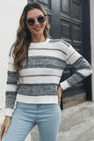 Two-Tone Slit Sweater - Trendsi - Flyclothing LLC