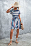 Striped Round Neck Dress - Trendsi - Flyclothing LLC