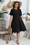 Plus Size Round Neck Openwork Dress - Trendsi - Flyclothing LLC