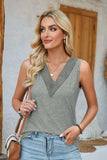 Lace Detail V-Neck Tank - Trendsi - Flyclothing LLC