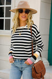 Warm Spice Striped Round Neck Sweater - Trendsi - Flyclothing LLC