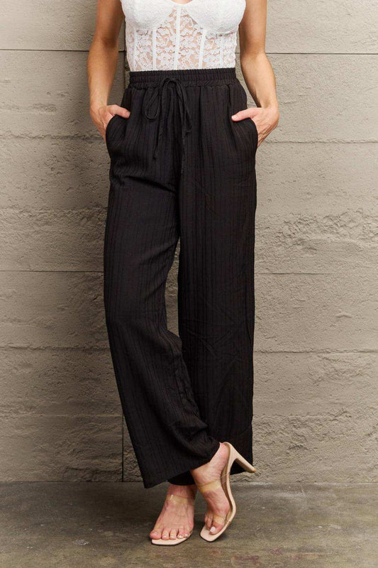 Tie Waist Long Pants - Trendsi - Flyclothing LLC