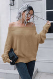 Off-Shoulder Ribbed Long Sleeve Pullover Sweater - Trendsi - Flyclothing LLC