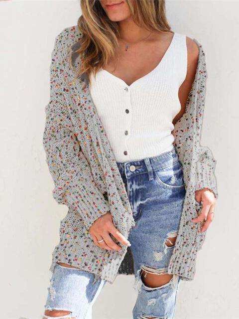 Multicolored Open Front Cardigan - Trendsi - Flyclothing LLC