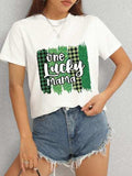 ONE LUCKY MAMA Round Neck T-Shirt - Trendsi - Flyclothing LLC