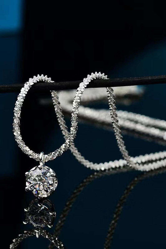 1 Carat Moissanite 925 Sterling Silver Necklace - Trendsi - Flyclothing LLC
