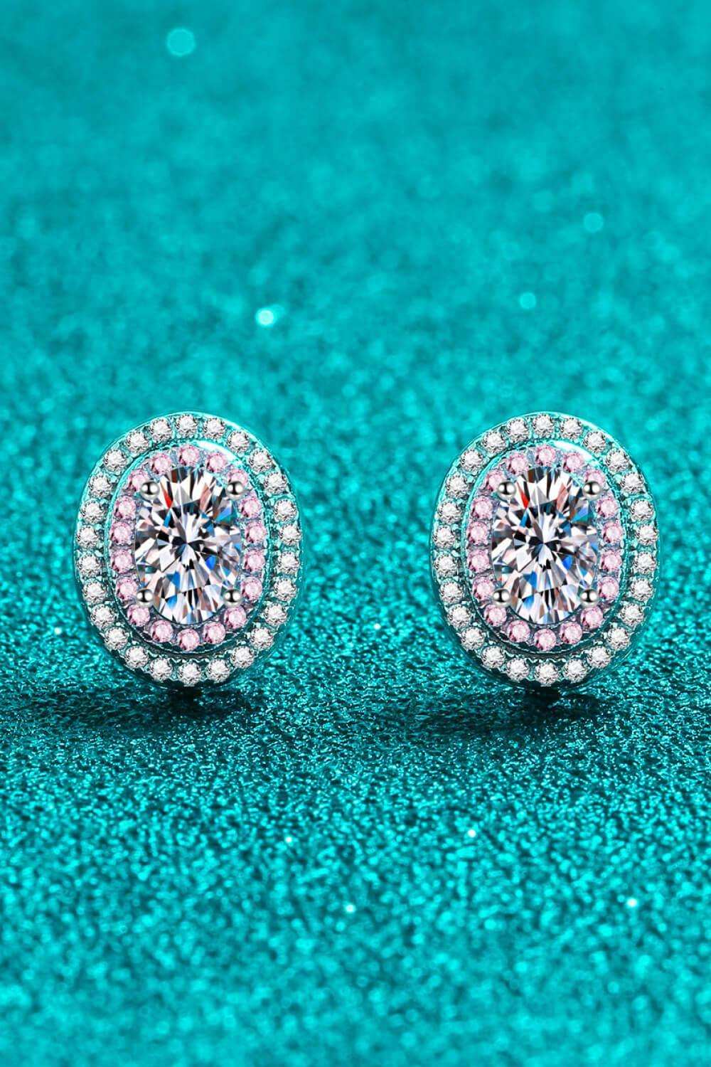 Platinum-Plated Moissanite Stud Earrings - Trendsi - Flyclothing LLC