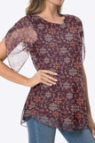 Printed Round Neck Curved Hem Blouse - Trendsi - Flyclothing LLC