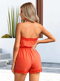 Frill Trim Belted Strapless Romper - Trendsi - Flyclothing LLC