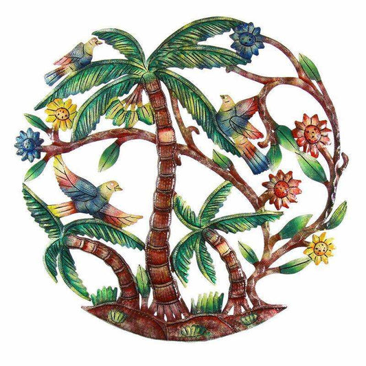 Colorful Palm Trees Hand Painted Metal Wall Art - Croix des Bouquets - Croix des Bouquets - Flyclothing LLC