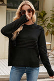 Round Neck Opnework Long Sleeve Pullover Sweater - Trendsi - Flyclothing LLC
