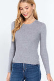 ACTIVE BASIC Full Size Ribbed Round Neck Long Sleeve Knit Top - Trendsi - Flyclothing LLC