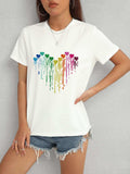 Heart Round Neck Short Sleeve T-Shirt - Trendsi - Flyclothing LLC