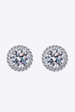 1 Carat Moissanite Rhodium-Plated Round Stud Earrings - Trendsi - Flyclothing LLC