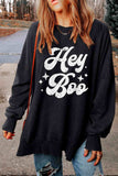 HEY BOO Graphic Round Neck Sweatshirt - Trendsi - Flyclothing LLC