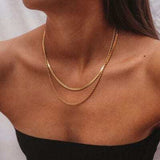 18K Gold-Plated Double-Layered Necklace - Trendsi - Flyclothing LLC