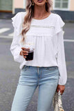 Round Neck Ruffled Blouse - Trendsi - Flyclothing LLC