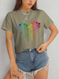 Heart Round Neck Short Sleeve T-Shirt - Trendsi - Flyclothing LLC