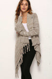 One-Button Tassel Tie Asymmetrical Hem Cardigan - Trendsi - Flyclothing LLC