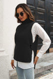 Ribbed Mock Neck Sleeveless Sweater Vest - Trendsi - Flyclothing LLC