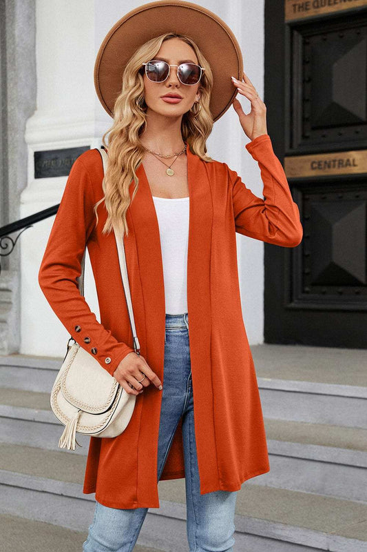 Open Front Long Sleeve Cardigan - Trendsi - Flyclothing LLC