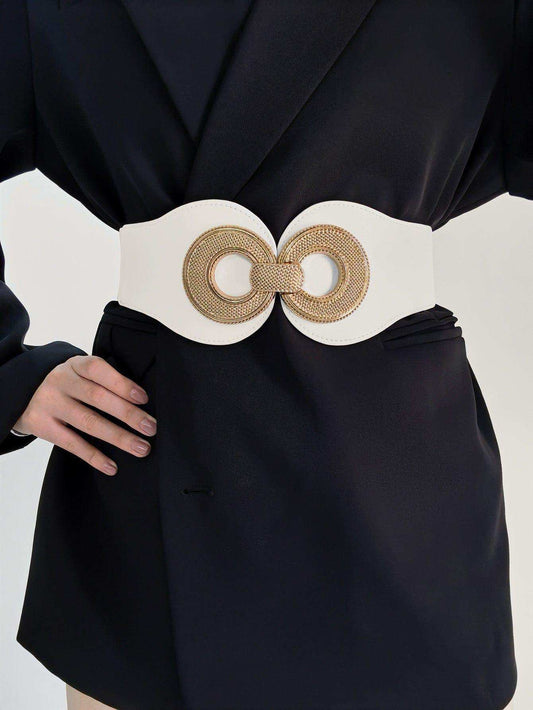 Alloy Buckle Elastic PU Belt - Trendsi - Flyclothing LLC