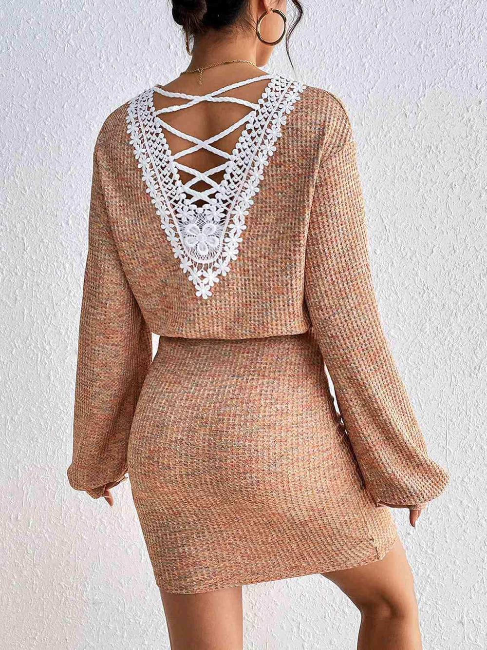 Lace Detail V-Neck Mini Dress - Trendsi - Flyclothing LLC