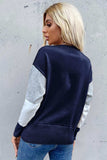 Color Block Ribbed Trim Round Neck Knit Pullover - Trendsi - Flyclothing LLC