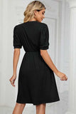 V-Neck Puff Sleeve Dress - Trendsi - Flyclothing LLC