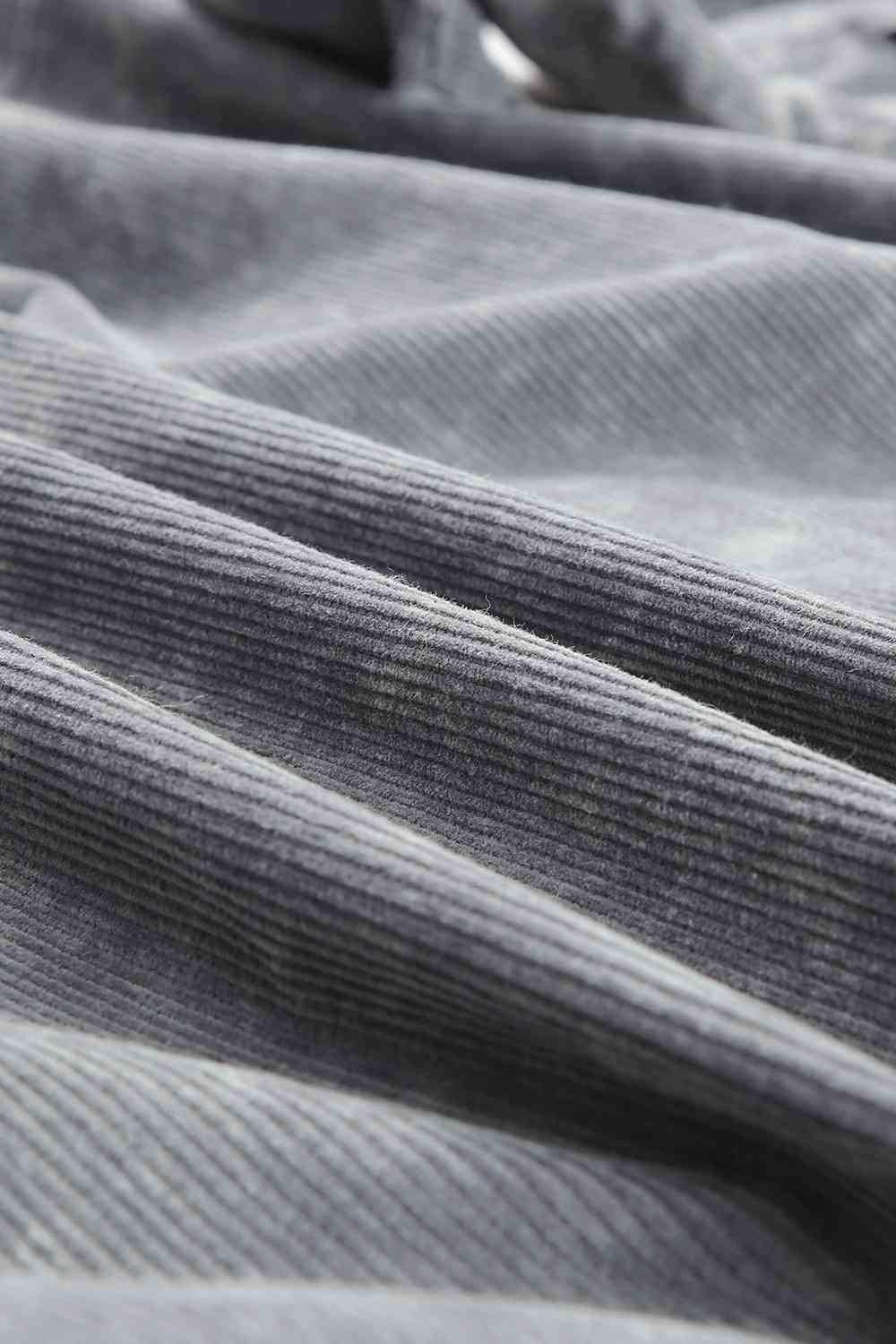 Washed Button Down Dropped Shoulder Jacket - Trendsi - Flyclothing LLC