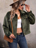 Collared Neck Button Front Jacket with Pockets - Trendsi - Flyclothing LLC