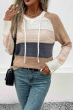 Color Block Drawstring Hooded Sweater - Trendsi - Flyclothing LLC