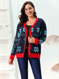 Snowflake Pattern Button Down Cardigan - Trendsi - Flyclothing LLC