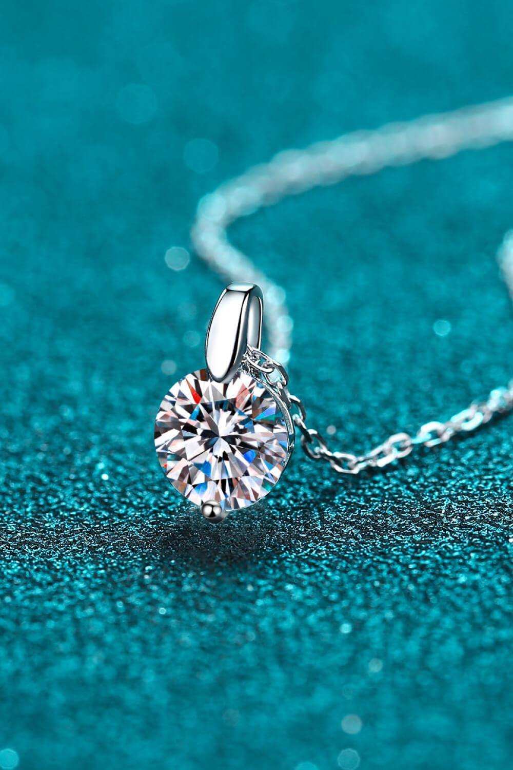 Minimalist 925 Sterling Silver Moissanite Pendant Necklace - Trendsi - Flyclothing LLC