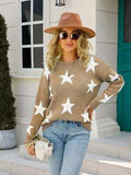 Star Round Neck Dropped Shoulder Sweater - Trendsi - Flyclothing LLC