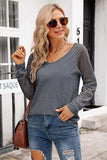 V-Neck Long Raglan Sleeve Top - Trendsi - Flyclothing LLC