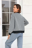 Button-Down Stripe & Plaid Contrast Pattern Cardigan - Trendsi - Flyclothing LLC