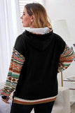 Plus Size Waffle-Knit Geometric Dropped Shoulder Hoodie - Trendsi - Flyclothing LLC