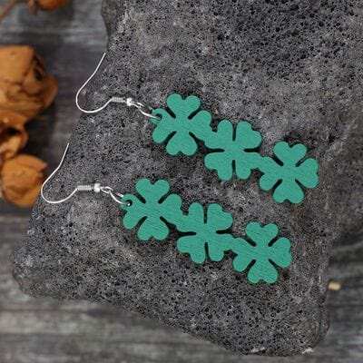 Lucky Clover Wooden Dangle Earrings - Trendsi - Flyclothing LLC