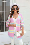 Color Block Ribbed Dropped Shoulder Open Front Cardigan - Trendsi - Flyclothing LLC